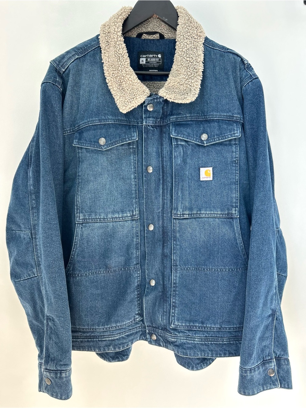 Carhartt Sherpa-Lined Denim Jacket XL Relaxed Fit Workwear 106323